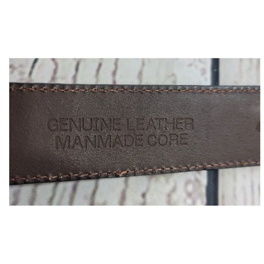 Unbranded Leather Belt Classic Professional Minimalist Dress Dark Brown Size 44